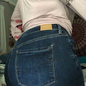 high rise dark wash jeans